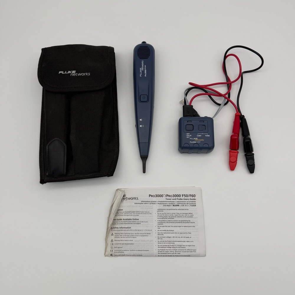 Fluke Networks PRO 3000 Toner and Probe Kit w/ Case & Manual Cable Tracer